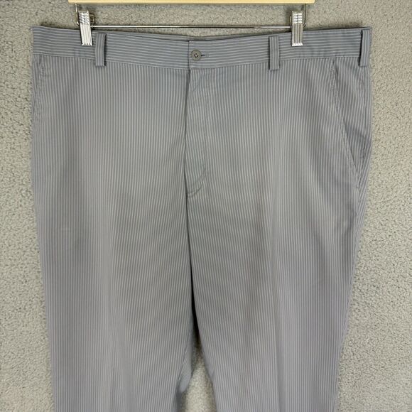 Nike Pants Men's 38x32 Grey Striped Golf Flat Front Performance Dri Fit - Picture 2 of 8